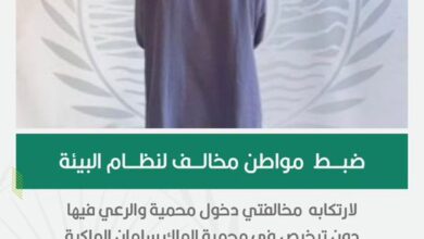 ضبط مخالفًا لنظام البيئة دخل محمية ورعي فيها 40 متنًا من الإبل في مواقع محظورة 12 0 2862