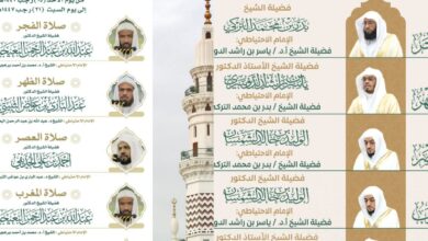 الرئاسة تعتمد الجدول الأسبوعي لأئمة الحرمين الشريفين للأسبوع الحالي 7 0 2964