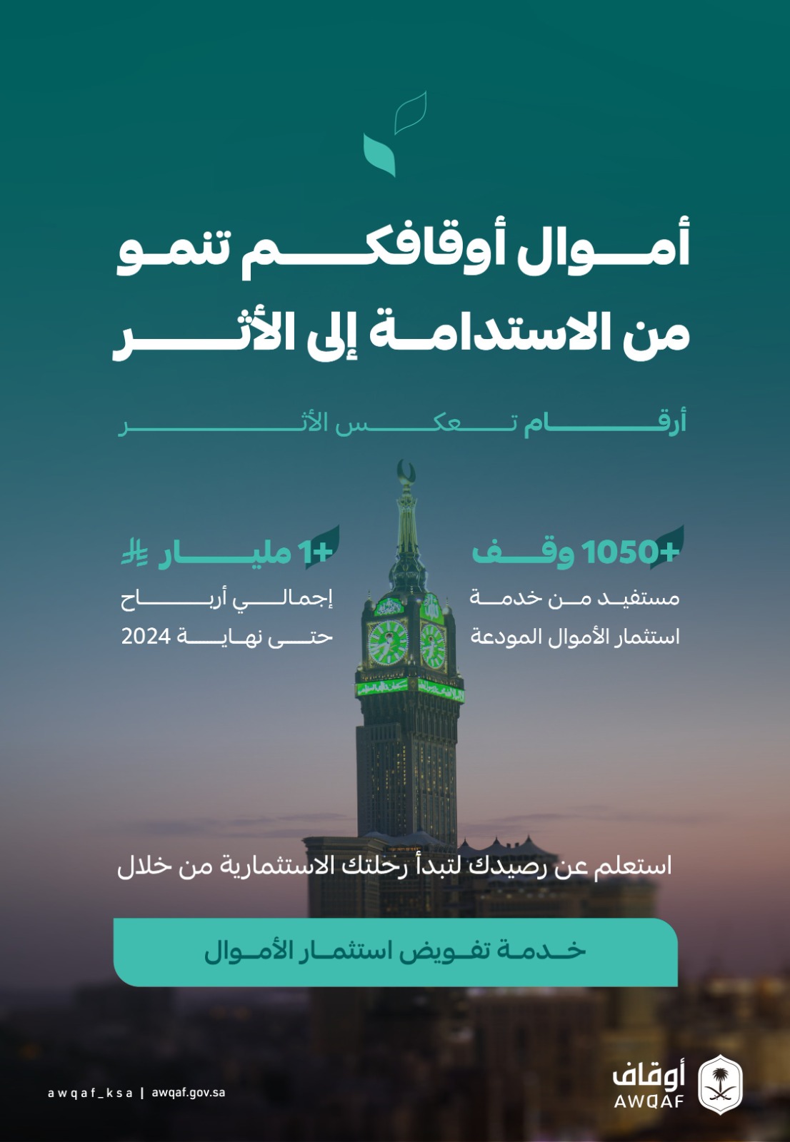 الأوقاف" تعلن عن توزيع أرباح عن العام المالي 2024م للأوقاف التي لها أموال مودعة لديها 1 1 153