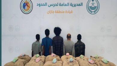 إحباط محاولة تهريب كمية ضخمة من القات في جازان والقبض على 5 متورطين 7 1 275