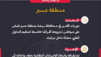 الدوريات الأمنية ببيشة تقبض على مواطن لترويجه أقراصًا مخدرة 2 1 3913