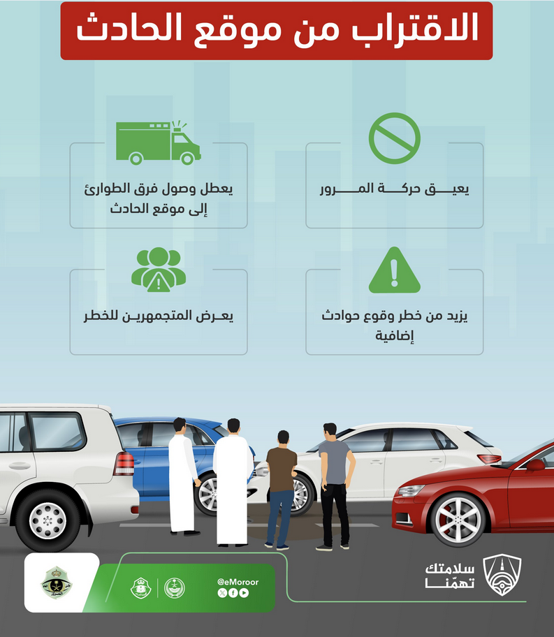 المرور يحذر: التجمهر عند الحوادث المرورية يعرقل الإنقاذ ويهدد الأرواح 1 12 2 1