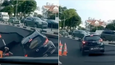 شاهد..حادث مروع في سنغافورة: حفرة مائية تبتلع سيارة وإصابة امرأة 3 2 268