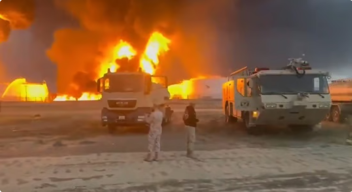 بالفيديو.. إطفاء الجيش الكويتي يساند السيطرة على حريق خزانات وقود مطار الكويت الدولي 1 55 2 14