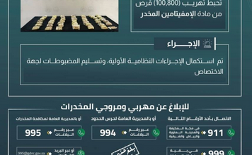 حرس الحدود بجازان يحبط تهريب (100,800) قرص من الإمفيتامين المخدر 7 66 95