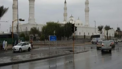 مركز الأرصاد يحذر من أمطار متوسطة على المدينة المنورة 14 77 162