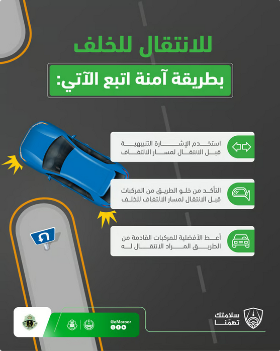 3 إرشادات من المرور للانتقال للخلف بأمان: الإشارة والأفضلية وخلو الطريق 1 888 143