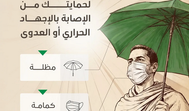 "الصحة": المظلة تخفّض الحرارة حول الحاج حتى 10 درجات وتحميه من ضربات الشمس 18 9 454
