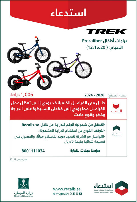 تحذير عاجل من "التجارة": استدعاء 1,006 دراجات أطفال "Precaliber" لخلل بالفرامل 1 999 2 18