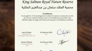 محمية الملك سلمان بن عبدالعزيز الملكية تحصل على شهادة الابتكار التقني من الـ IUCN كأول محمية في الشرق الأوسط وغرب آسيا 2 WhatsApp Image 2026 04 26 at 4.31.44 PM